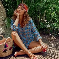 ANITA Blouse De Plage Rosa Faia Mangaia Bleu