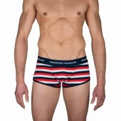 Boxer Court GARCON FRANCAIS Rayures Rouge Marine Blanc