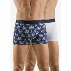Duo Boxers AUBADE MEN Astro Marine Et Uni Blanc