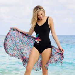 Maillot De Bain Post-opératoire ANITACARE Flower Ethnic Noir