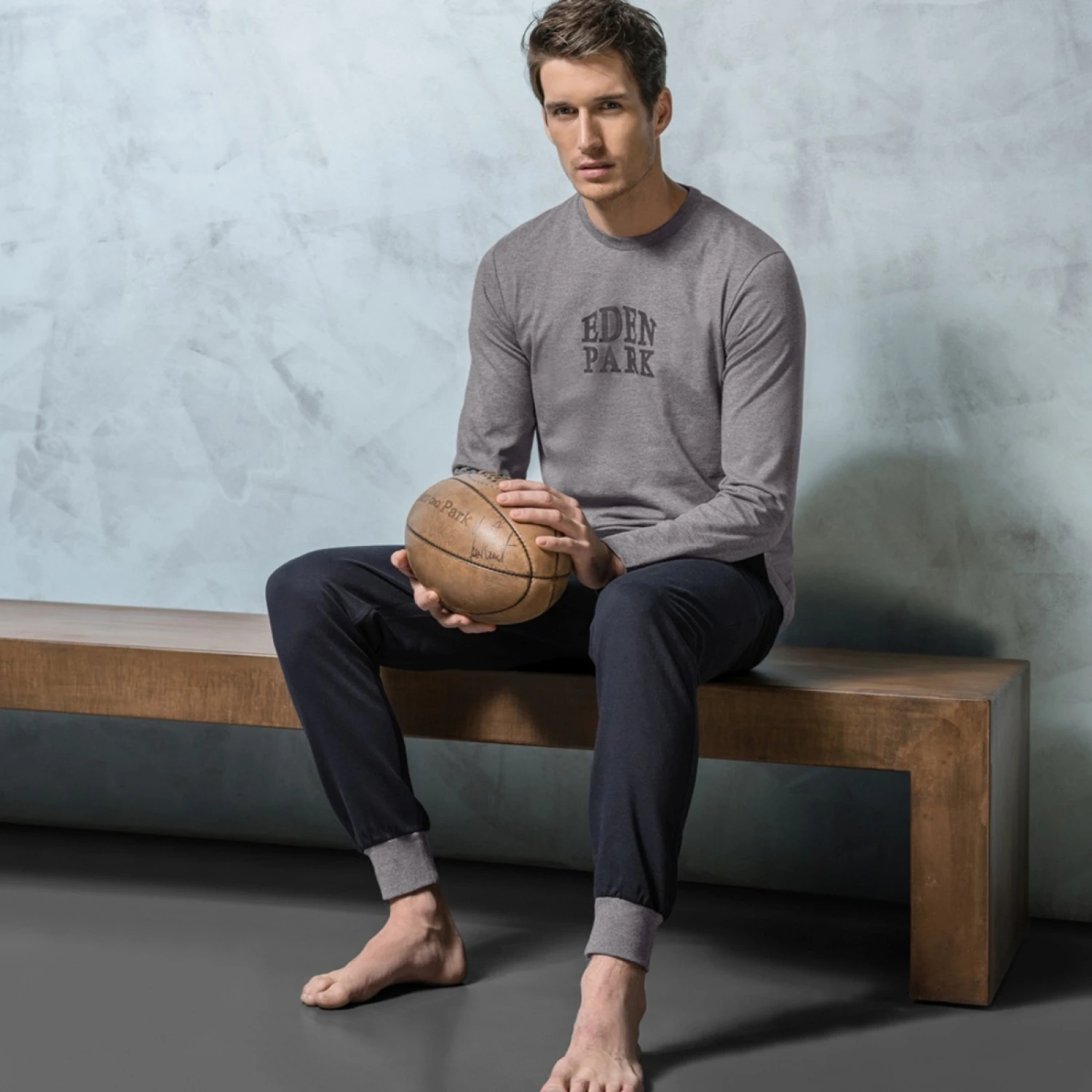 Pyjama Long EDEN PARK E501F20 Gris Melange 3 Pyjama Long EDEN PARK E501F20 Gris Melange